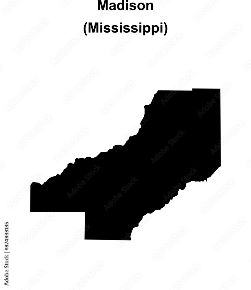 Fototapeta premium Madison County (Mississippi) blank outline map