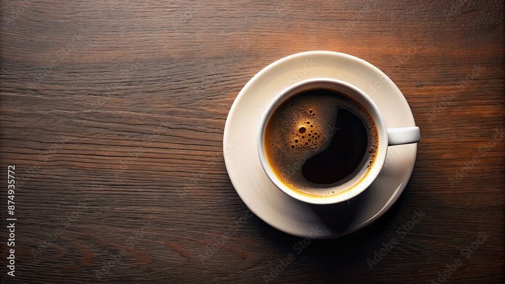 Top-down view of a cup of coffee isolated, coffee, cup, drink, beverage, top view, caffeine, morning, isolated, white background Top-down view of a cup of coffee isolated, coffee, cup, drink, beverage, top view, caffeine, morning, isolated, white background