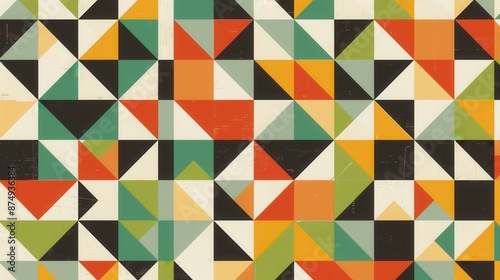 Wallpaper Mural Colorful abstract geometric pattern with triangles, squares Torontodigital.ca
