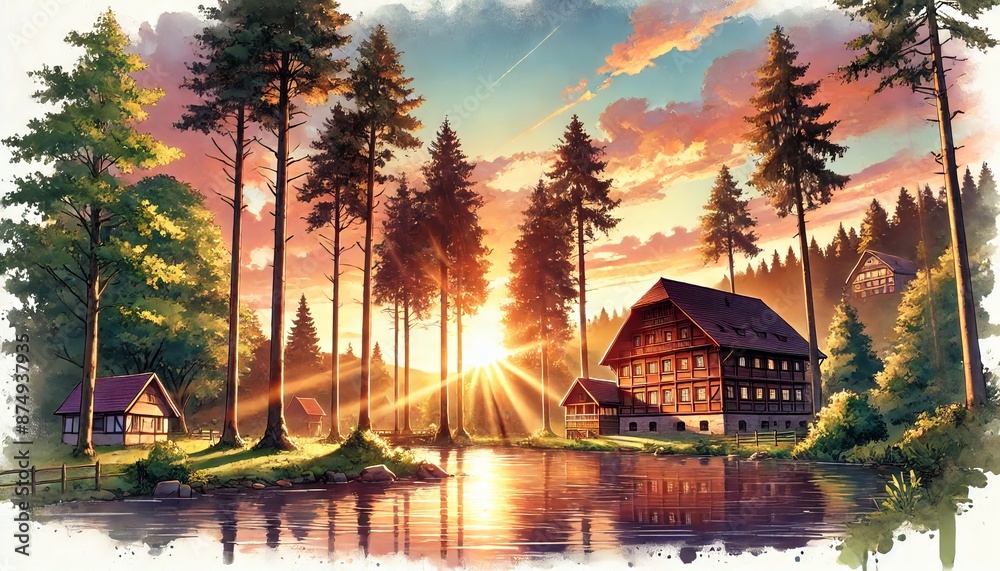 The Black Forest at sunrise in Germany, with sunlight filtering through tall pine trees and a tranquil lake.jpeg The Black Forest at sunrise in Germany, with sunlight filtering through tall pine trees and a tranquil lake.jpeg