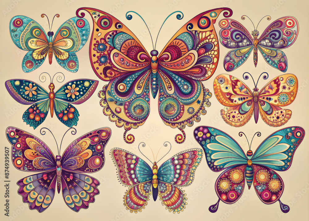 Delicate and colorful vector butterflies in various shapes and sizes ...