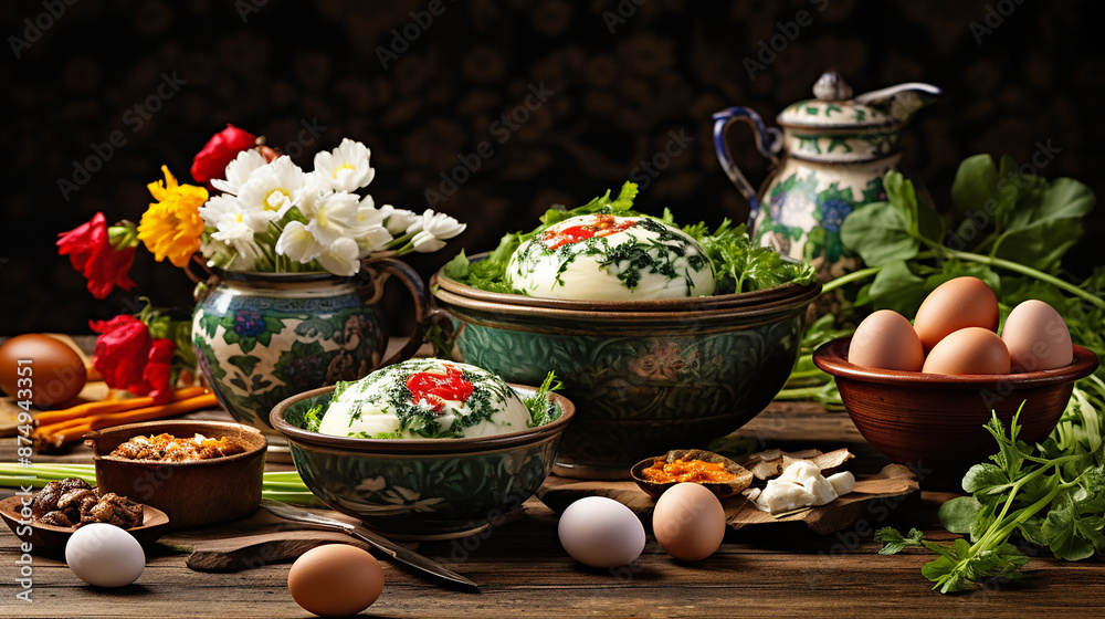easter_traditional_dishes_on_rural_wooden_table easter_traditional_dishes_on_rural_wooden_table