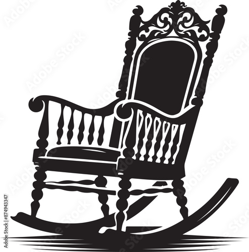 Rocking Chair,Silhouette Furniture, vector black color silhouette