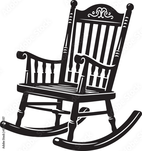 Rocking Chair,Silhouette Furniture, vector black color silhouette