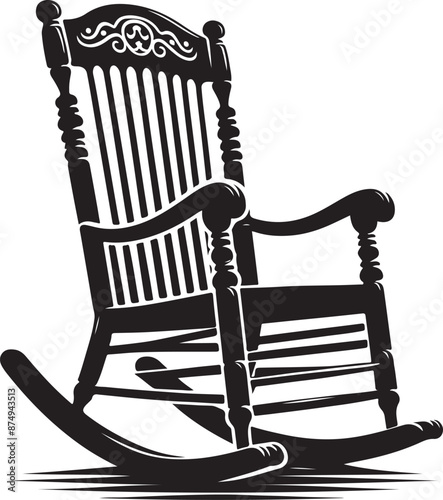 Rocking Chair,Silhouette Furniture, vector black color silhouette