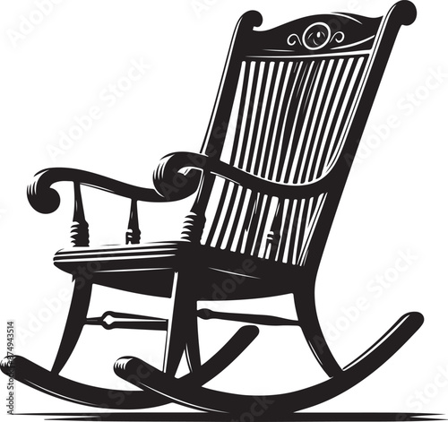 Rocking Chair,Silhouette Furniture, vector black color silhouette