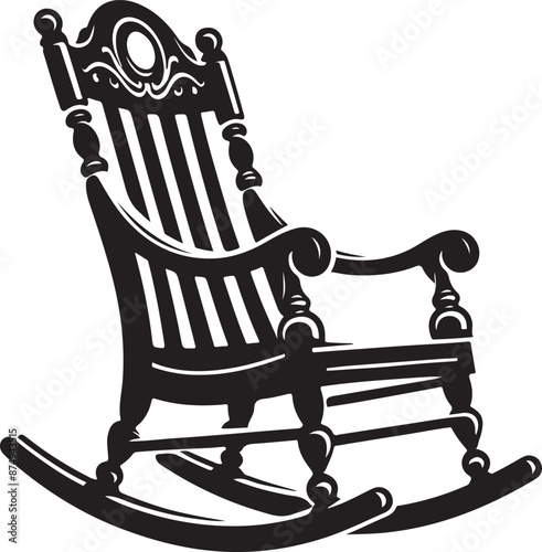 Rocking Chair,Silhouette Furniture, vector black color silhouette
