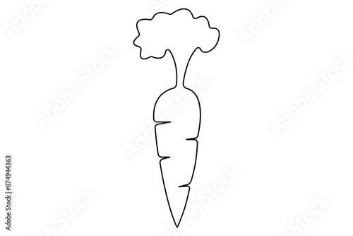 Simple carrot in continuous one line art drawing design, Growing carrot plant minimalist outline vector
