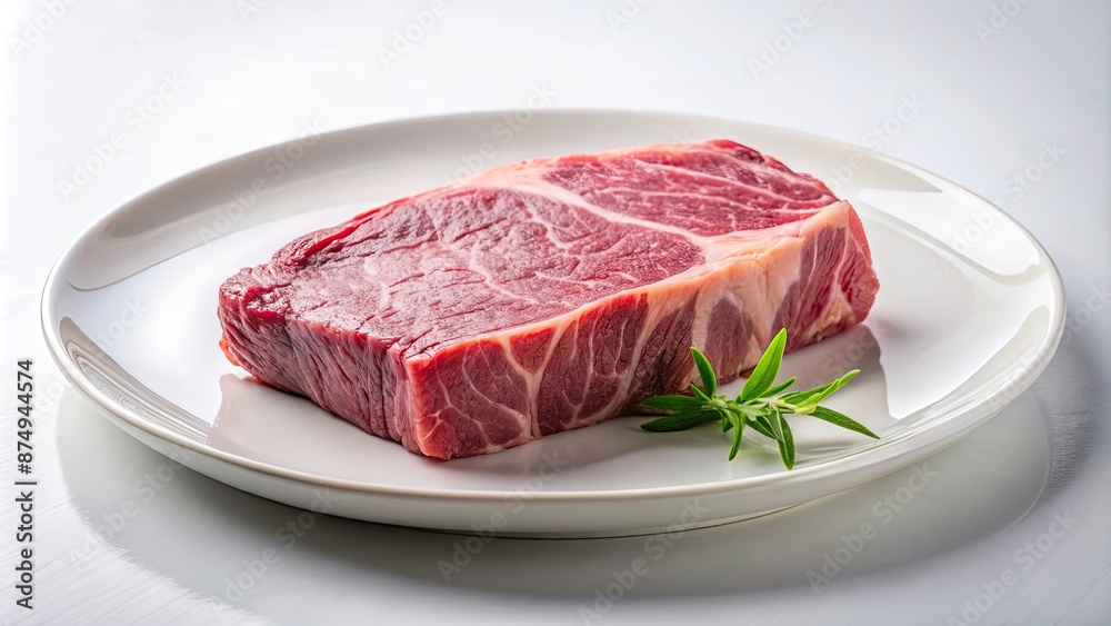 High quality A5 wagyu beef steak on a white plate , gourmet, Japanese, marbling, premium, food, delicacy, meat, juicy High quality A5 wagyu beef steak on a white plate , gourmet, Japanese, marbling, premium, food, delicacy, meat, juicy