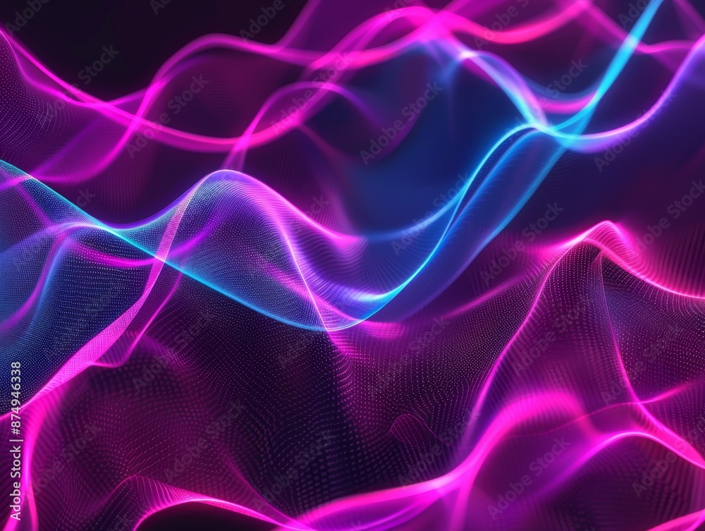 Obraz premium Colorful Abstract Digital Waves Neon Background - Vibrant Modern Design Concept