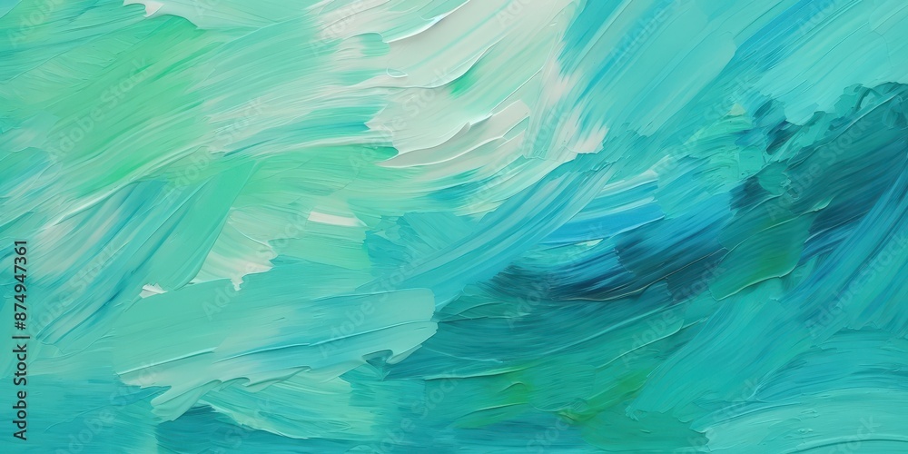 Abstract Teal and Green Oil Painting Abstract Teal and Green Oil Painting