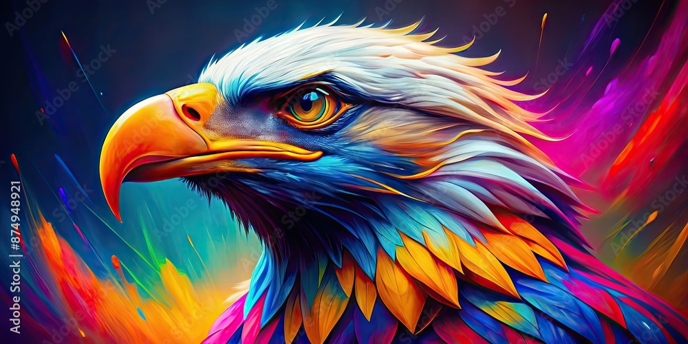 Vibrant and colorful eagle poster , eagle, bright, vibrant, colorful,poster, wildlife, animal, bird, majestic, flying