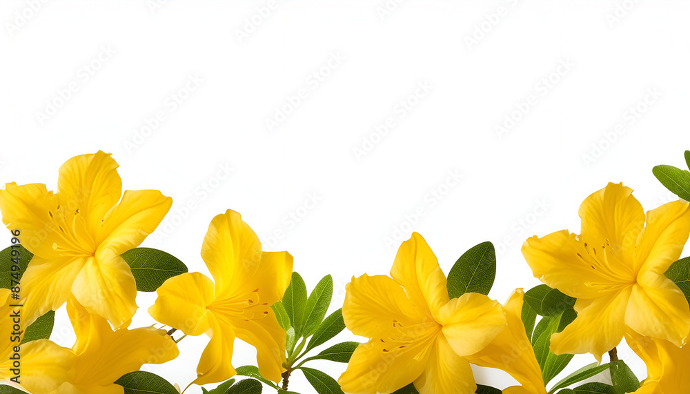 Fototapeta premium Yellow Azalea Flowers Against a White Background
