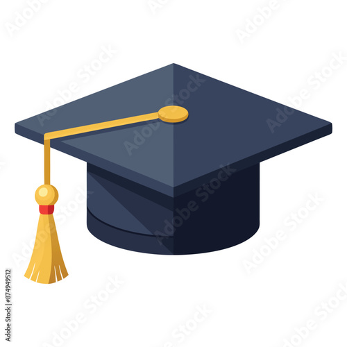 Illustration of mortar board hat with golden tassel