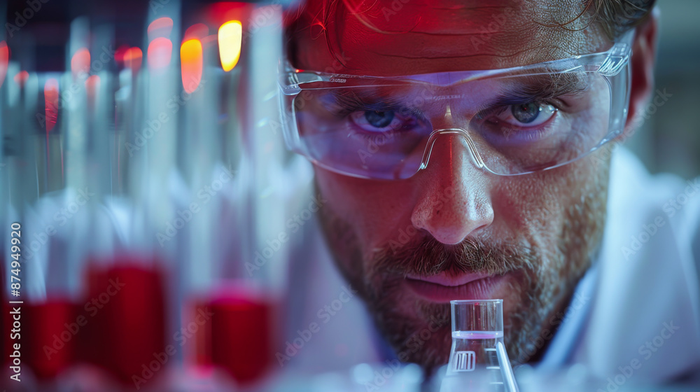 Lab technician examines a test tube in a modern laboratory, forex, stock market Lab technician examines a test tube in a modern laboratory, forex, stock market