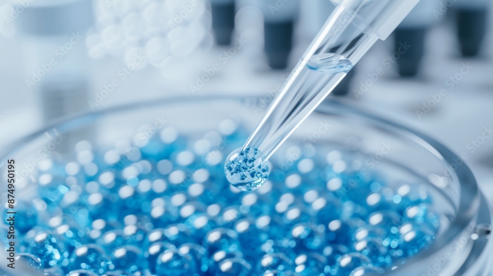 Advanced gene-editing laboratory, zoomed-in view of cells undergoing modification, precise and intricate, no people, focus cover all object, deep dept of field Advanced gene-editing laboratory, zoomed-in view of cells undergoing modification, precise and intricate, no people, focus cover all object, deep dept of field
