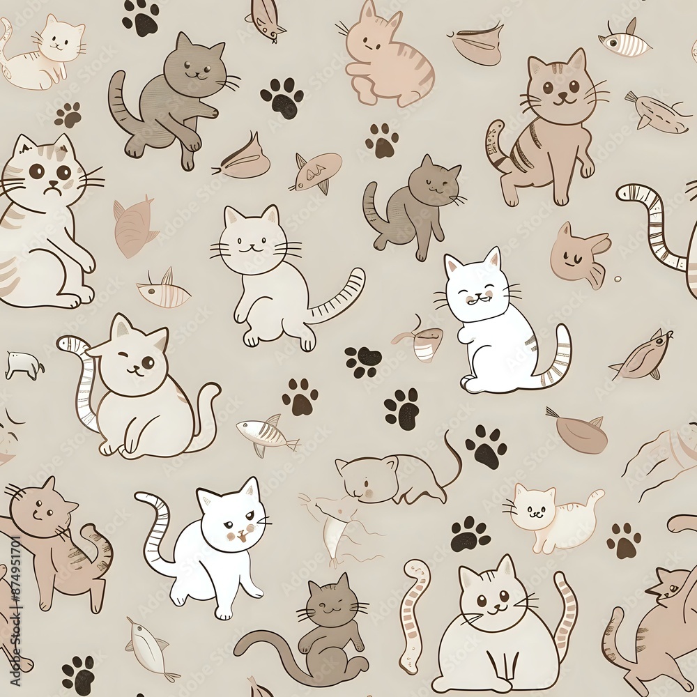 Cute and Colorful Cat Seamless Pattern Cute and Colorful Cat Seamless Pattern