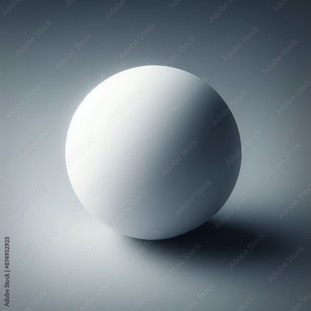 A smooth white 3D sphere sits isolated on grey background resembling a lone pearl A smooth white 3D sphere sits isolated on grey background resembling a lone pearl