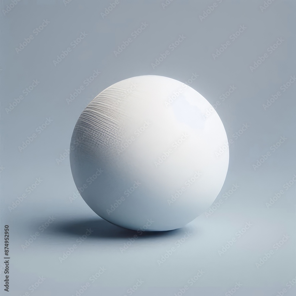 A smooth white 3D sphere sits isolated on grey background resembling a lone pearl A smooth white 3D sphere sits isolated on grey background resembling a lone pearl