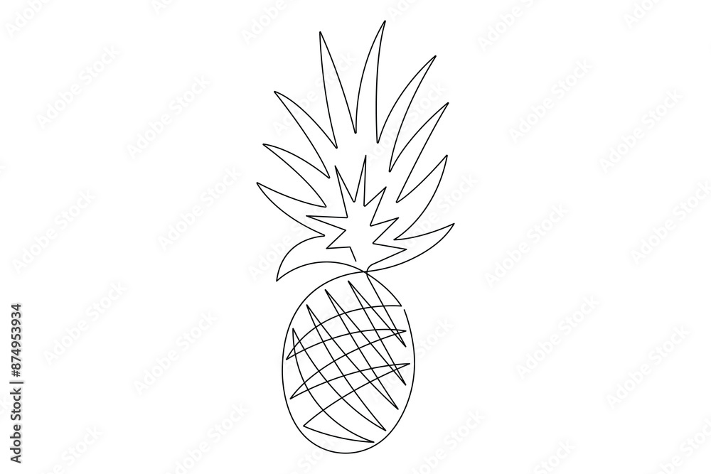 Continuous one single line art drawing fresh healthy organic pineapple vector illustration Continuous one single line art drawing fresh healthy organic pineapple vector illustration