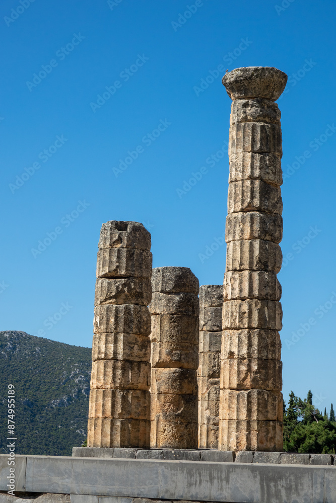 Remains of an ancient classical temple with columns in Greece Remains of an ancient classical temple with columns in Greece