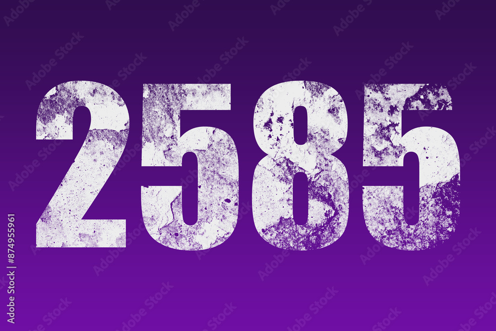 flat white grunge number of 2585 on purple background. flat white grunge number of 2585 on purple background.