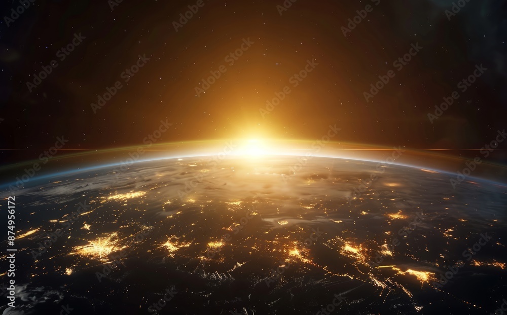 Fototapeta premium Sunrise Over Earth From Space