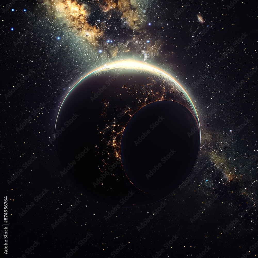 Fototapeta premium Planet with Milky Way