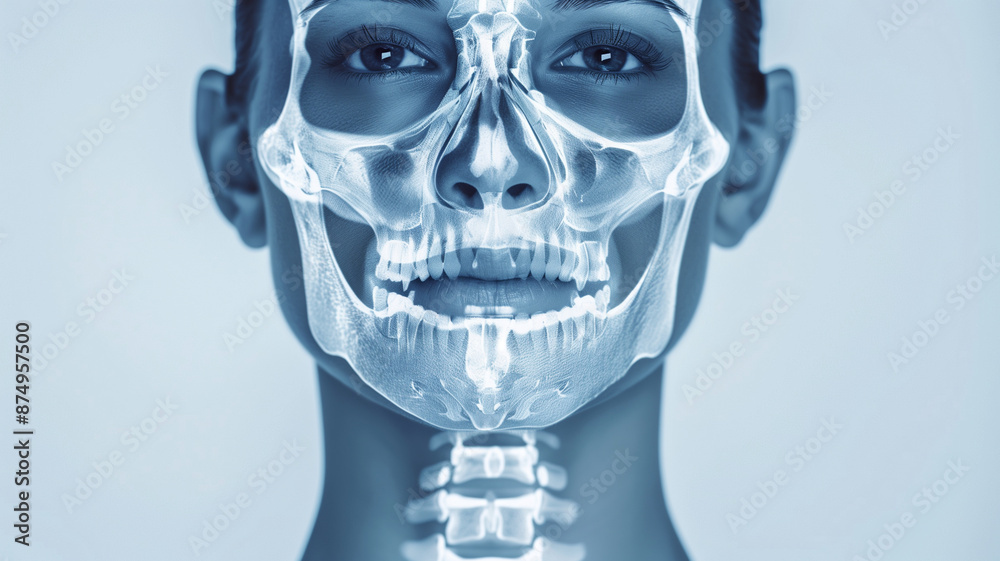 Facial Anatomy X-ray.Generative AI: 顔の解剖学のX線