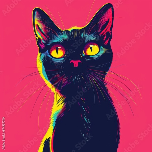Stylish illustrative black cat photo