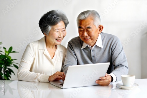 Asian Elderly Couple Discussing Medicare Options  © No