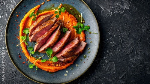 Roast duck breast with carrots