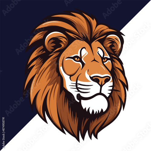 Coloring Lion Head Vector Logo ,t-shirt, templat 