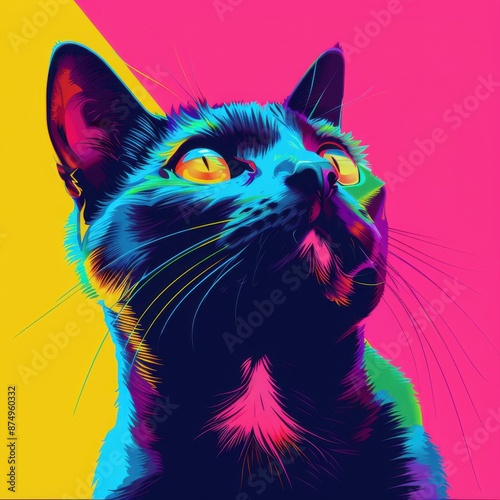 Stylish illustrative black cat photo