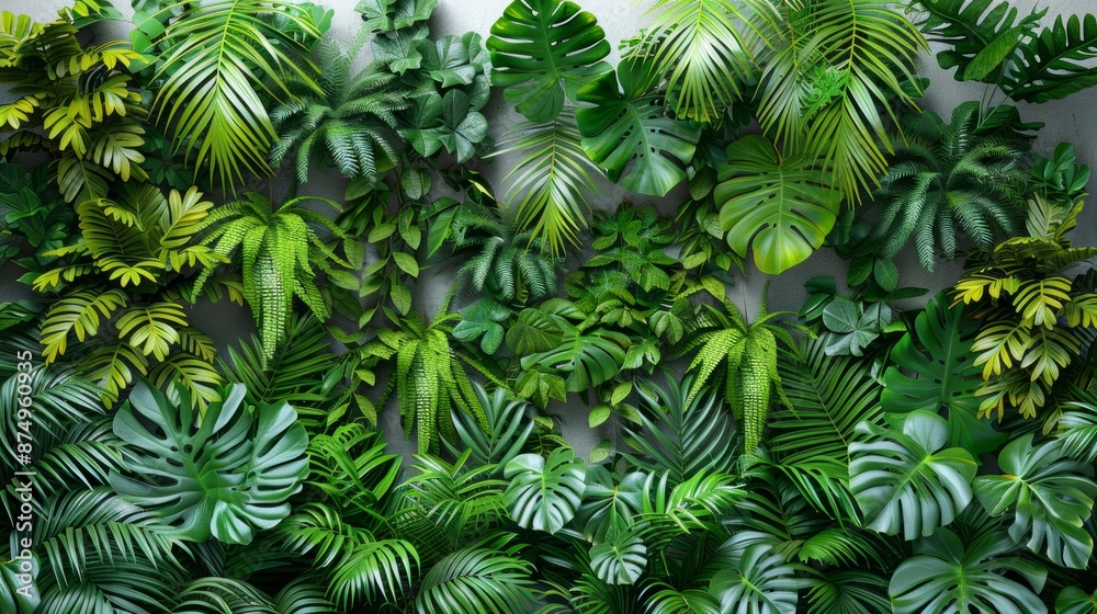 Lush Green Tropical Leaves Wall Lush Green Tropical Leaves Wall