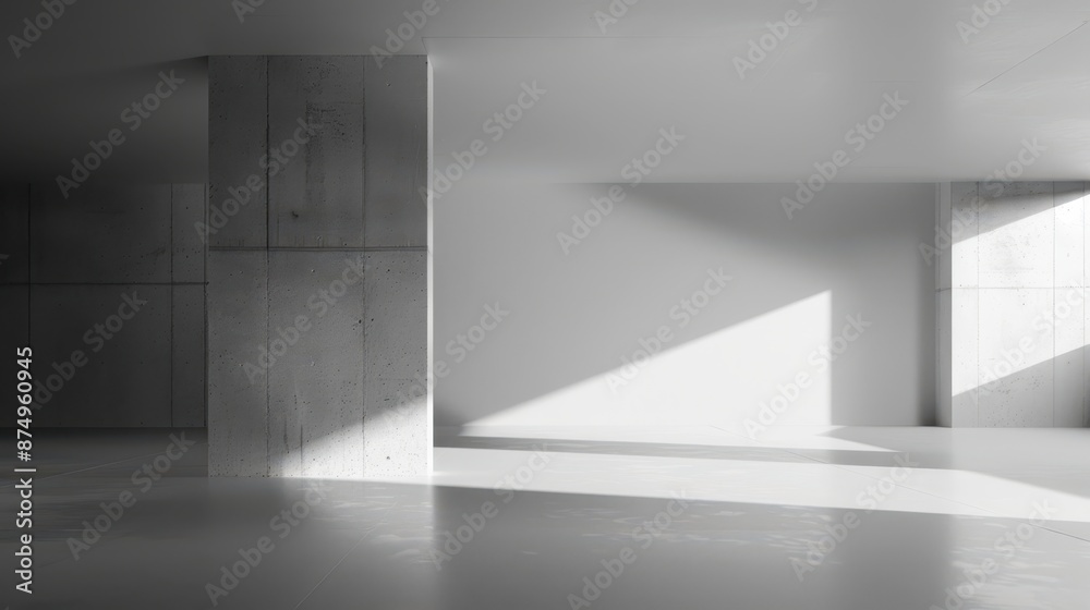 a black and white photo of a room with a light shining through a black and white photo of a room with a light shining through