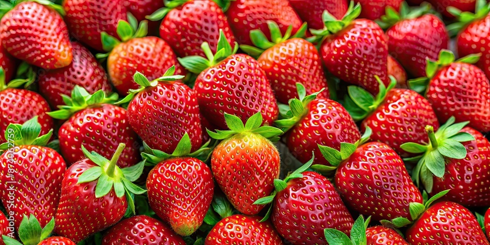 Harvest of ripe red strawberries in green cells, wallpaper, strawberries, ripe, harvest, red, green cells, fresh, agriculture Harvest of ripe red strawberries in green cells, wallpaper, strawberries, ripe, harvest, red, green cells, fresh, agriculture