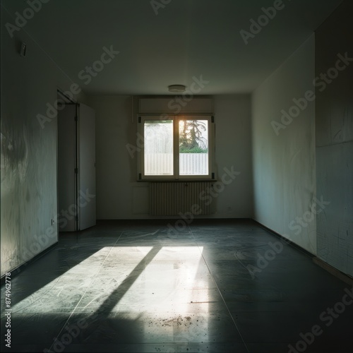 empty room with sun shining through window