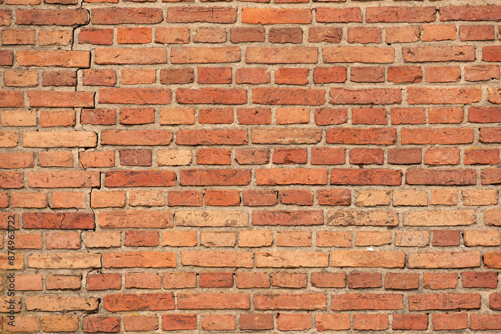 Fototapeta premium brick wall made of old red bricks