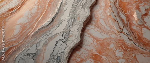 Delve into the luxurious beauty of abstract peach fuzz marbleized stone with this captivating image. photo