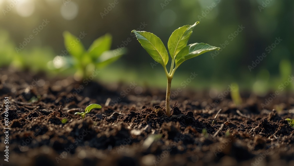 Growing New Life - A sapling sprouts from the ground. Growing New Life - A sapling sprouts from the ground.