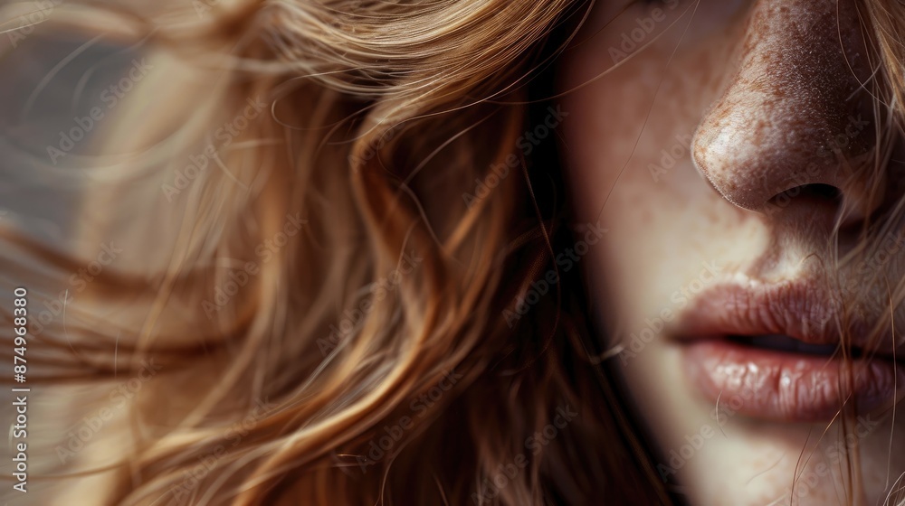 Macro close up photo of Caucasian woman s skin and hair High quality Macro close up photo of Caucasian woman s skin and hair High quality