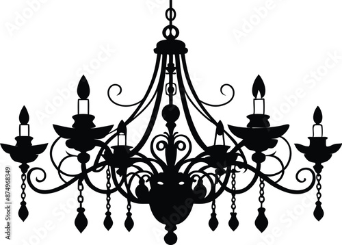 chandelier silhouette vector illustration