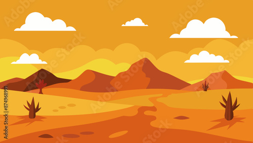 Dryness landscape vector illustration. Concept of global warming and climate change