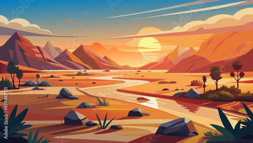 Dryness landscape vector illustration. Concept of global warming and climate change