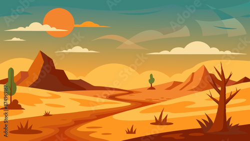 Dryness landscape vector illustration. Concept of global warming and climate change