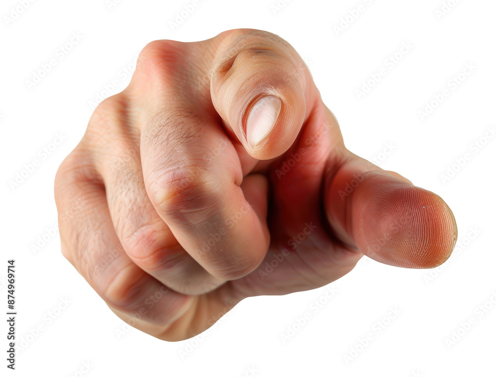 A hand with the index finger pointing forward, isolated on a white background. A hand with the index finger pointing forward, isolated on a white background.