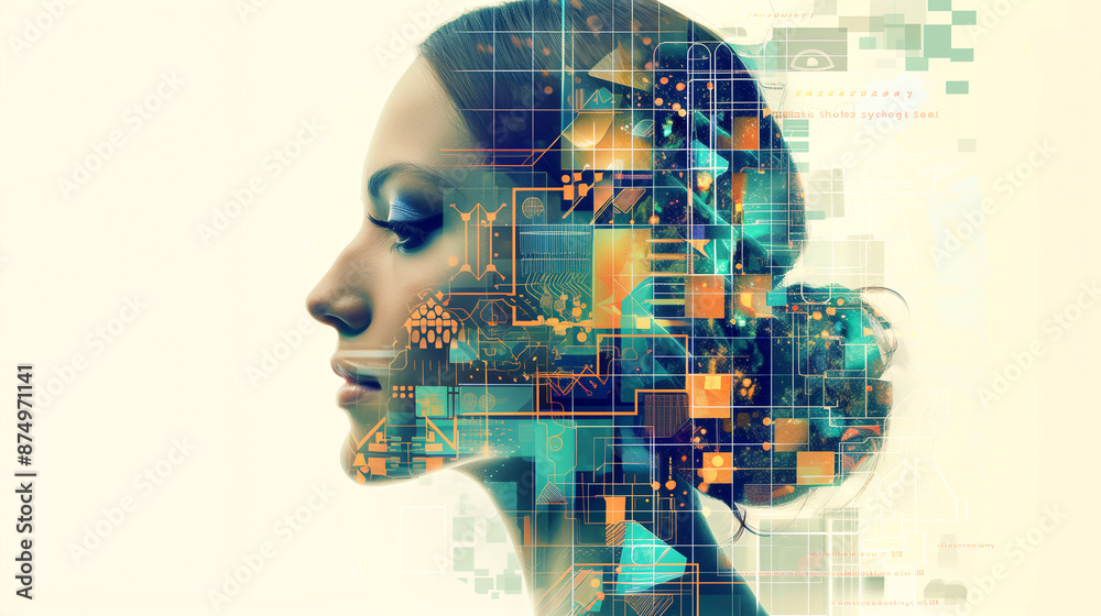 profile of a human face, with digital elements like circuits and data visualizations. integrated with various geometric shapes and colorful patterns, the concept of augmented cognition through AI
profile of a human face, with digital elements like circuits and data visualizations. integrated with various geometric shapes and colorful patterns, the concept of augmented cognition through AI