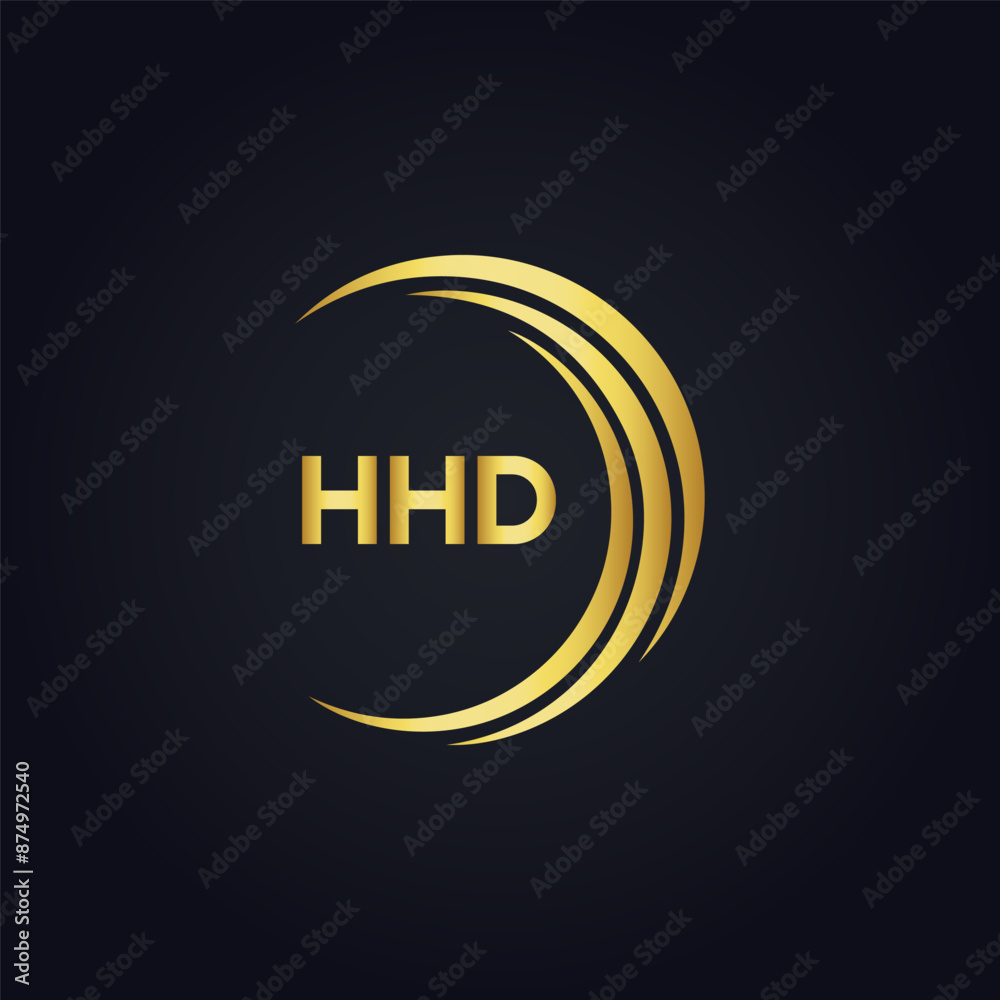 Fototapeta premium HHD logo. H H D design. White HHD letter. HHD, H H D letter logo design. H H D letter logo design in GOLD, GOLDEN LOGO, THREE, style. letter logo set in one artboard. H H D letter logo vector design.