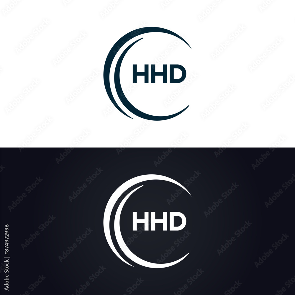Obraz premium HHD logo. H H D design. White HHD letter. HHD, H H D letter logo design. H H D letter logo design in GOLD, GOLDEN LOGO, THREE, style. letter logo set in one artboard. H H D letter logo vector design.